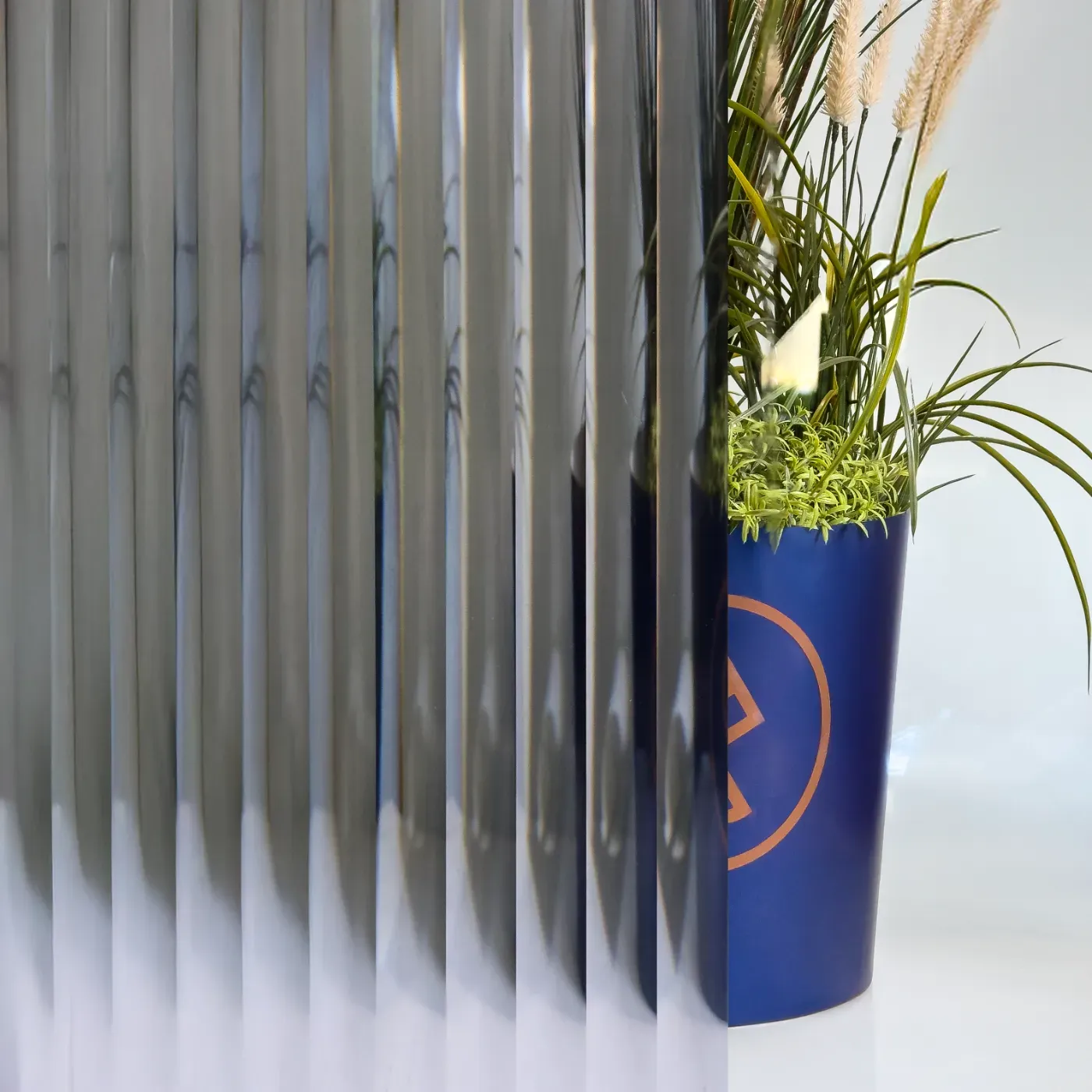 15mm Reeded Glass Film (Clear Smokey Grey/Black) glass film