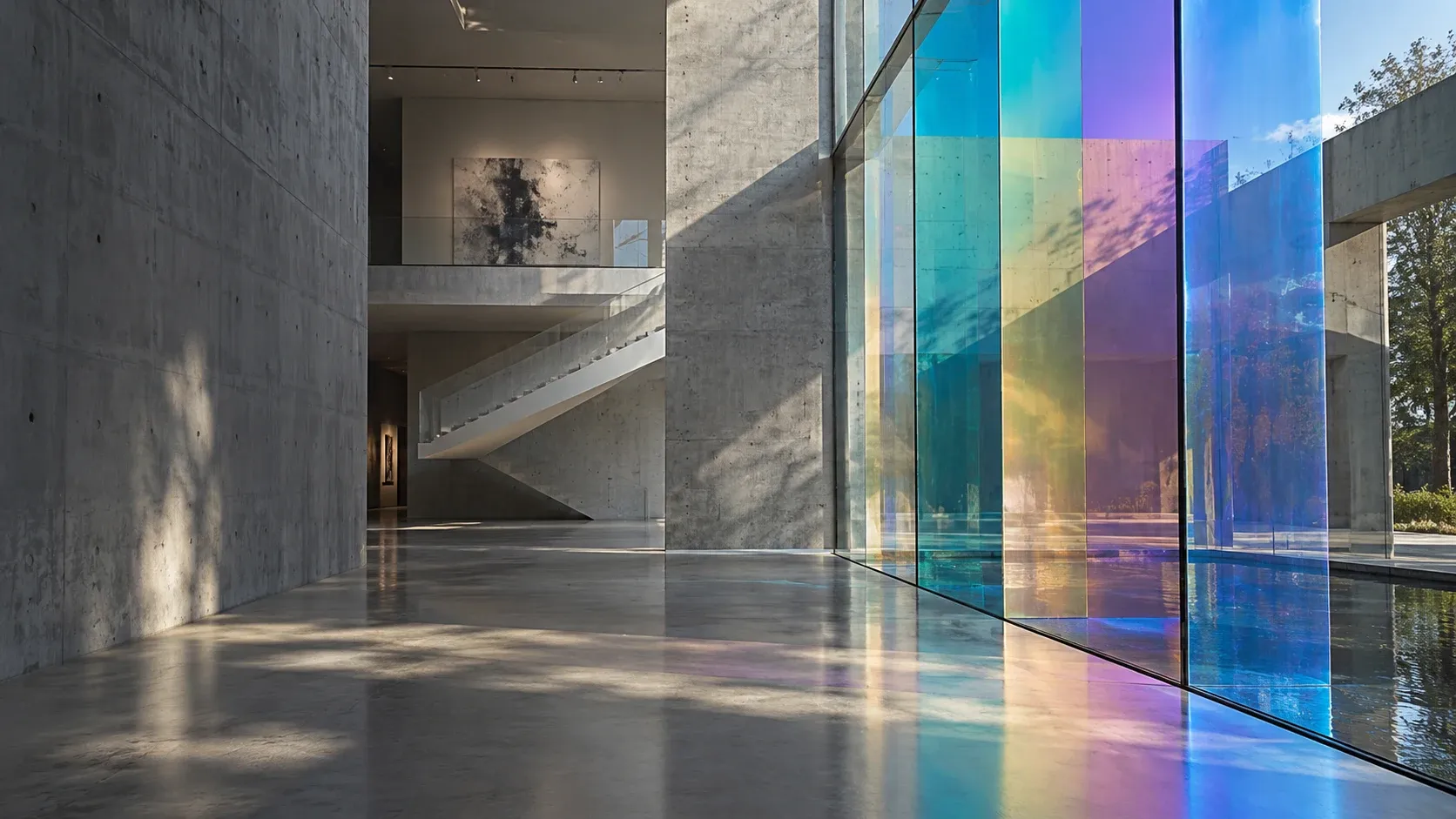 Architectural concept of translucent colour-shifting glass
