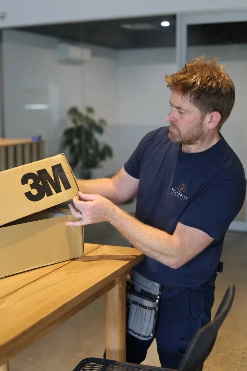 Footprint Creative preparing 3M decorative film
