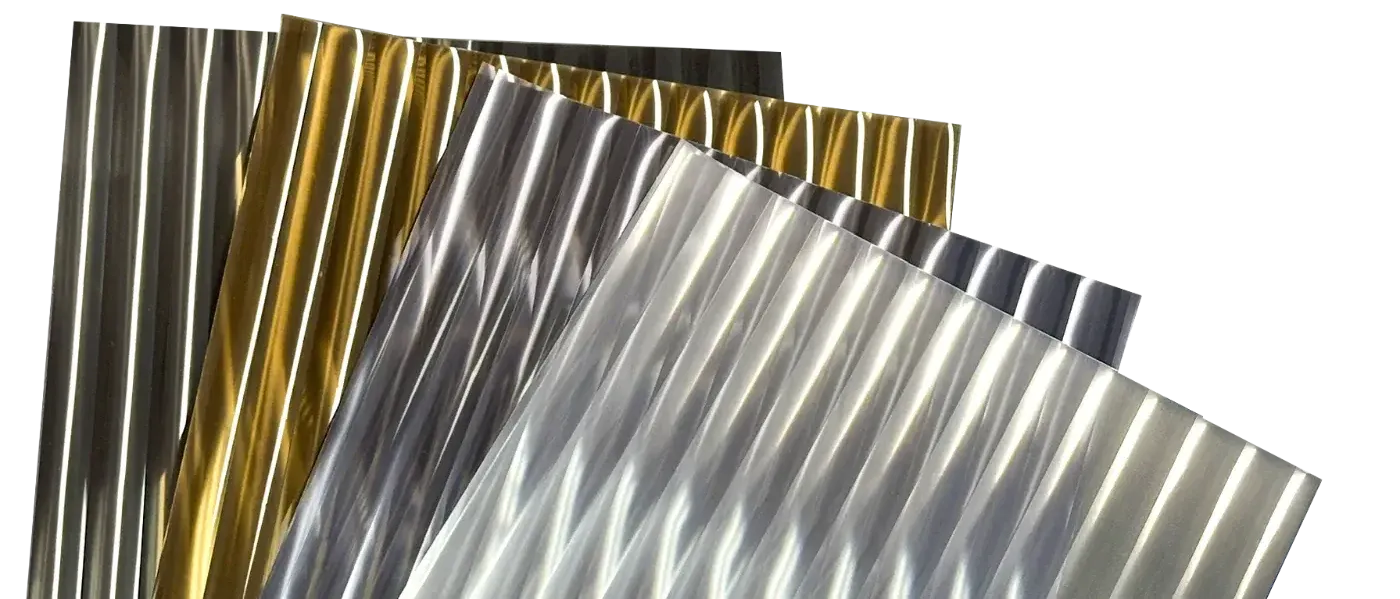 Clear reeded glass film on a window